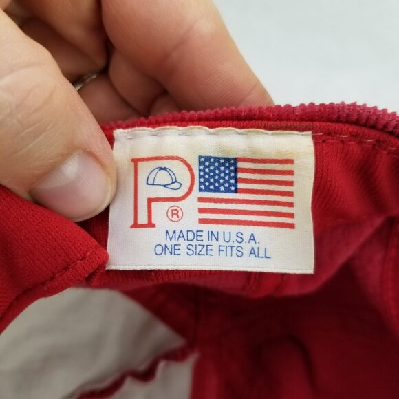✅VTG P-Caps Hein Construction Red Corduroy Snapback Baseball Hat OSFA Adjustable - Picture 9 of 9
